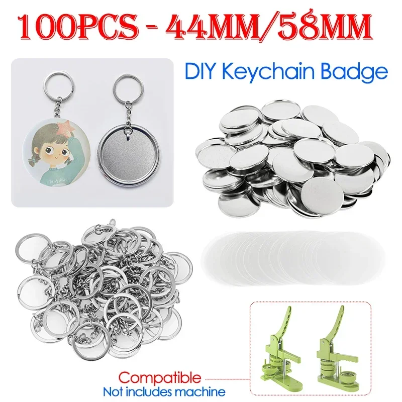100 adet 44mm 58mm anahtarlıkl - Button Badge Blank incelemesi ve fiyatı