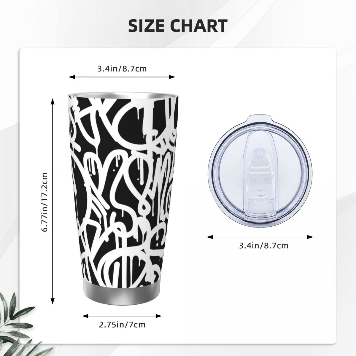Siyah Beyaz Graffiti Paslanmaz - Tumbler 20Oz White incelemesi ve fiyatı