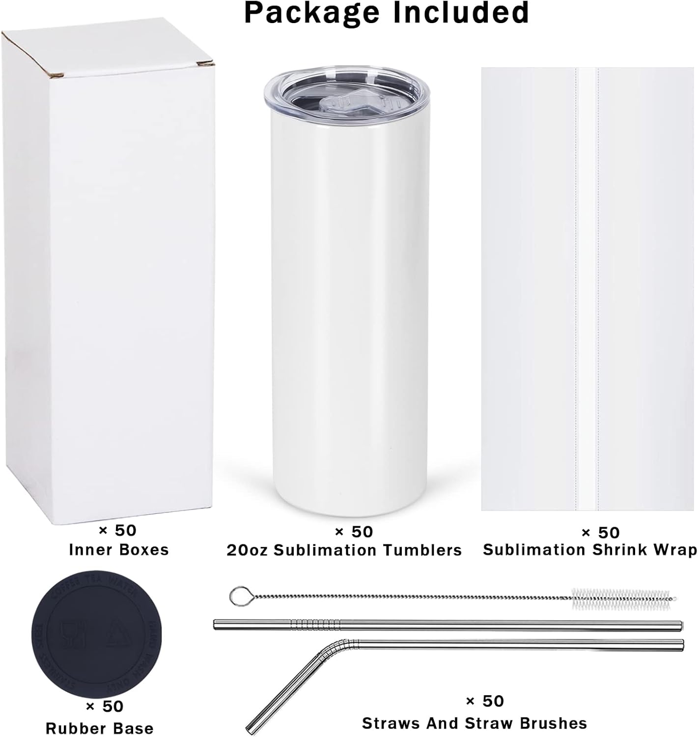 50'li Paket Süblimasyon Bardak - Tumbler 20Oz White incelemesi ve fiyatı